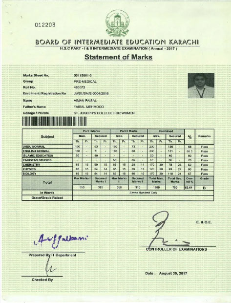 How to Obtain Duplicate Intermediate Marksheet from Karachi Board