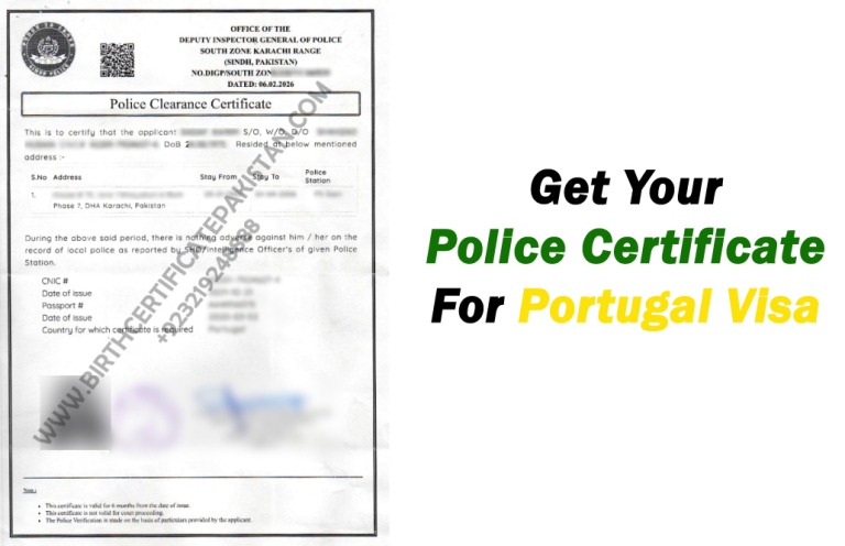 Police Clearance Certificate for Portugal Visa Pakistan
