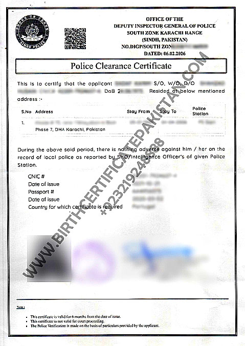 Police Certificate for USA Immigration from Karachi
