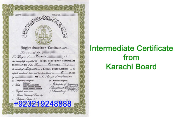 Obtain Intermediate Certificate from Karachi Board Online